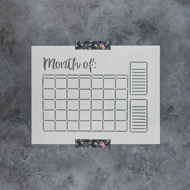 Reusable Plastic Calendar Stencil for Painting on Wall Wood Fabric