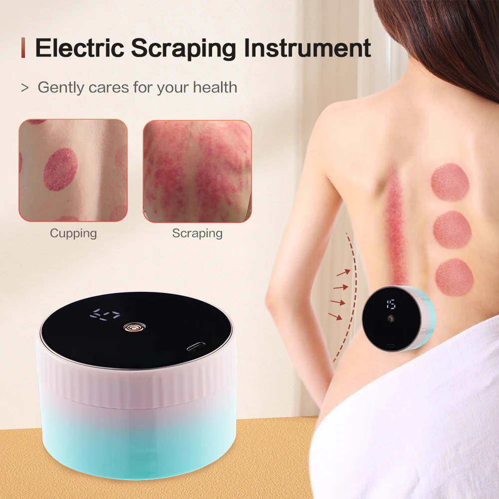 

Electric Vacuum Cupping Massager Device 42℃ Heating Scraping Suction Cups 30pcs Massage Bumps Fatigue Relieve Guasha Can Tool