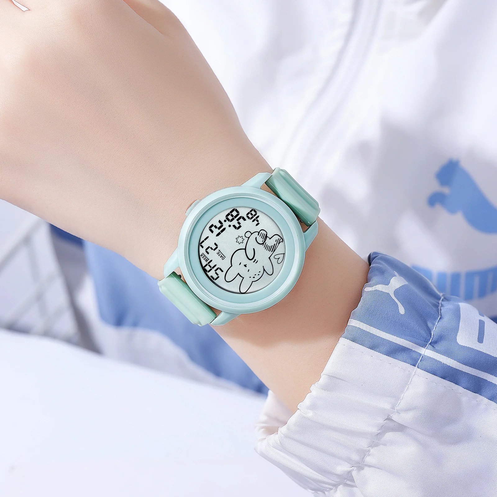 SKMEI Cute Cartoon Rabbit Pattern Countdown Sport Digital