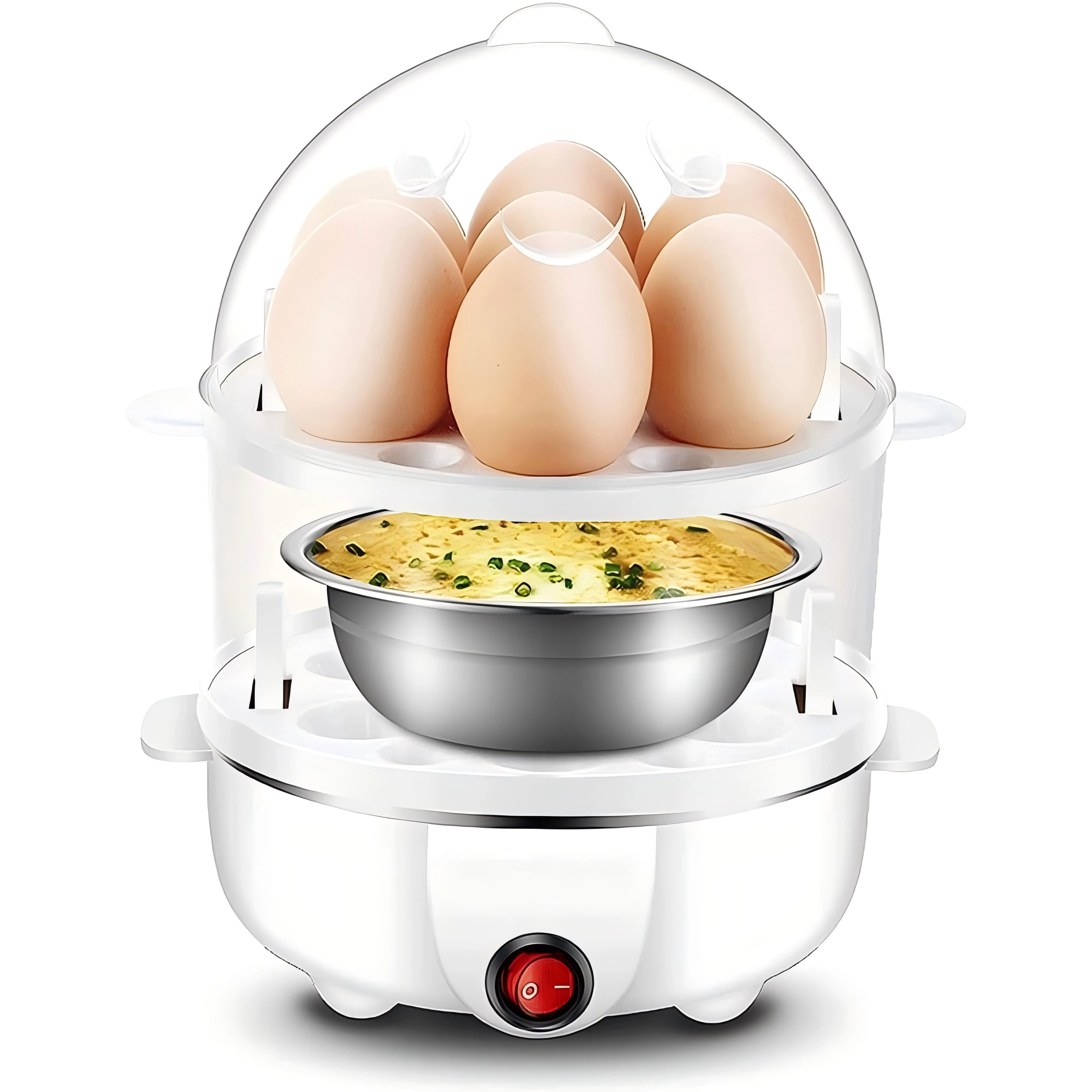 Egg Cooker-CACHOO Rapid Hard Boiled Egg Cooker with Measuring Cup, 14-Egg Capacity Steamer with Boil-Dry Protection