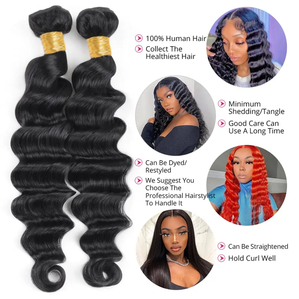 Loose Wave Human Hair Bundles 100% Unprocessed Brazilian Virgin Remy Hair Bundles Loose Wave Bundles Human Hair Extension 2
