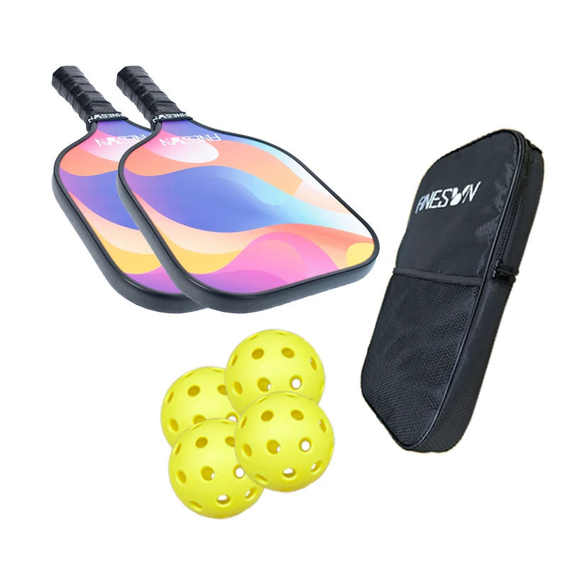 Finesun Pickleball Paddles Set Di 2 Fiber Di Vetro A Nido D'Ape Core Imbottito Filettato Grip 4 Ball Handbag Kit Regalo Indoor Outdoor