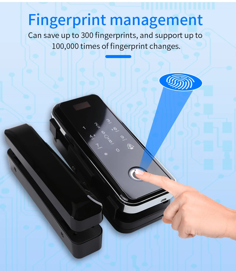 Tuya App Smart WIFI Lock Office Intelligent Fingerprint Digital Glass Door Lock