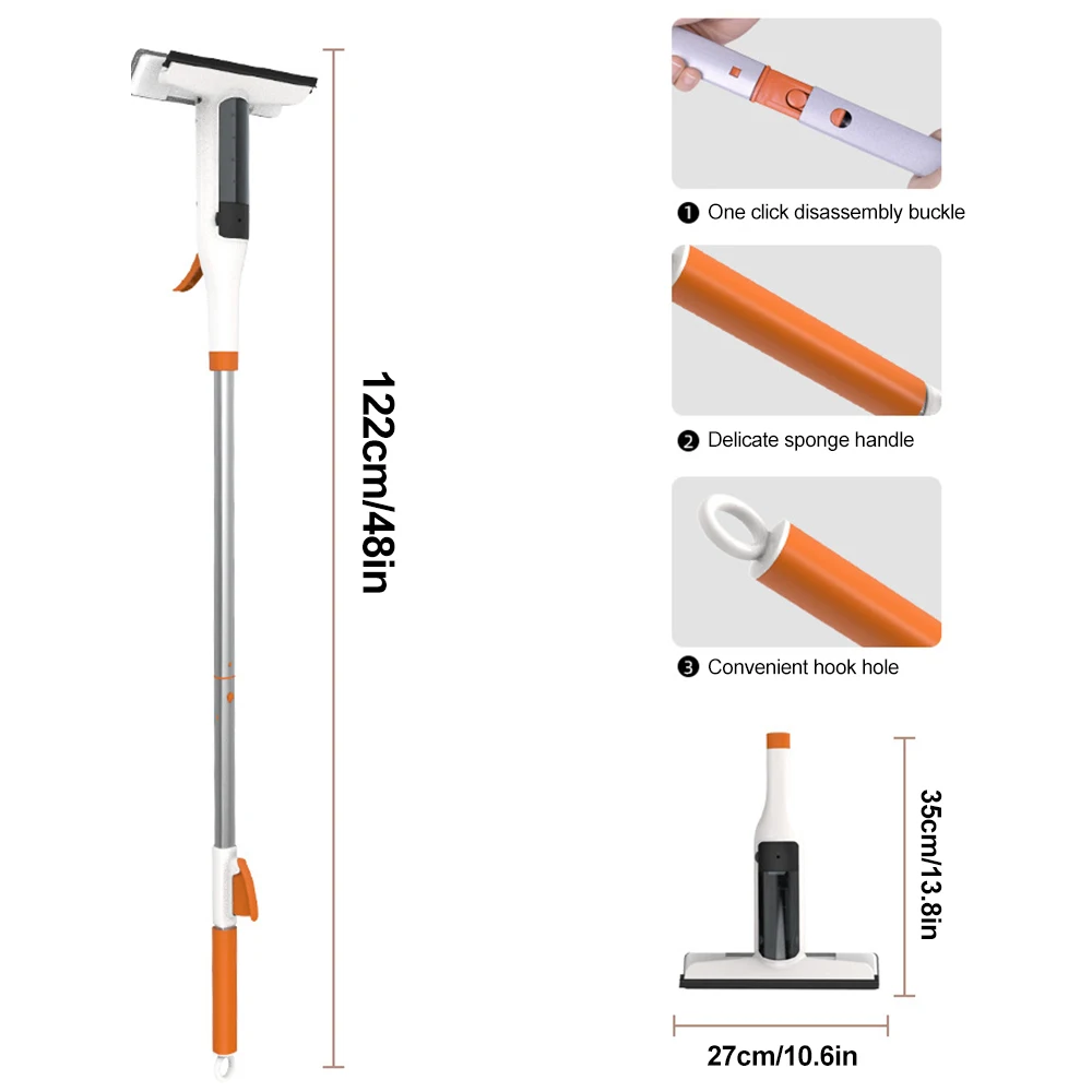 Window Glass Cleaner Mop Double-Sided Window Cleaning Kit Household With Scraper Glass Spray Washer With Extension: 3 - 5 Days Free Delivery only UK