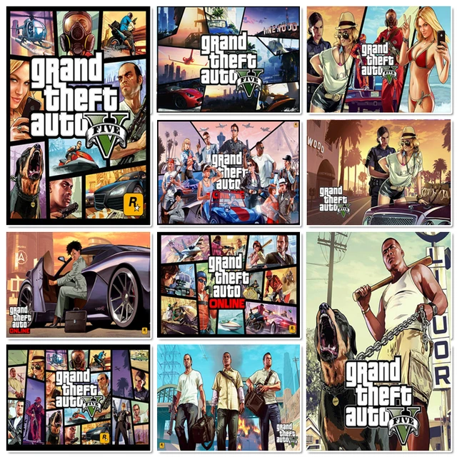 Gta5 Poster Grande Roubo Mapa Do Jogo De Vídeo Cartaz Da Lona Quadros De  Parede Sala Decoração De Parede Adesivos Para Casa Pintura - Pintura E  Caligrafia - AliExpress