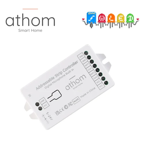 ATHOM-사전 깜박이 음악 효과 IR 원격 WLED 5-24V WS2812B WS2811 SK6812 TM1814 WS2813 WS2815, LED 조명 스트립 컨트롤러 1