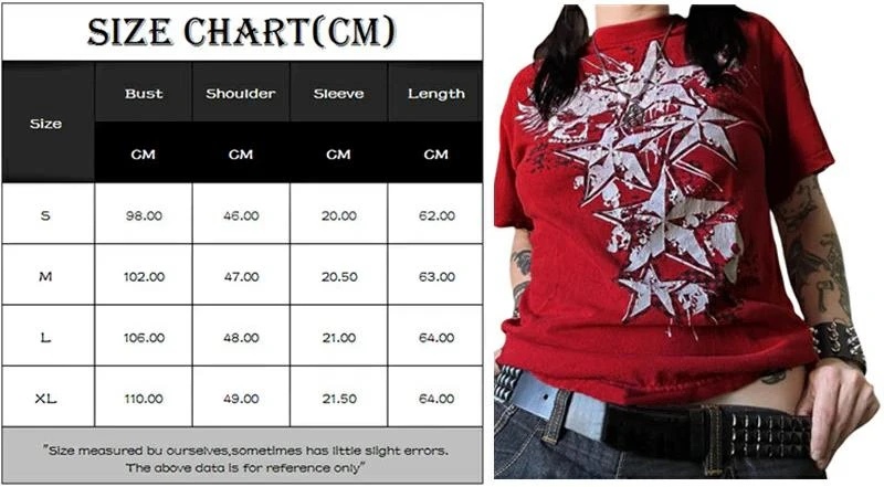 Camiseta Cyber Y2K de los años 2000 para mujer, con estampado de calavera, cuello redondo, manga corta, ropa estética E-Girl, ropa gótica para centro comercial, ropa urbana