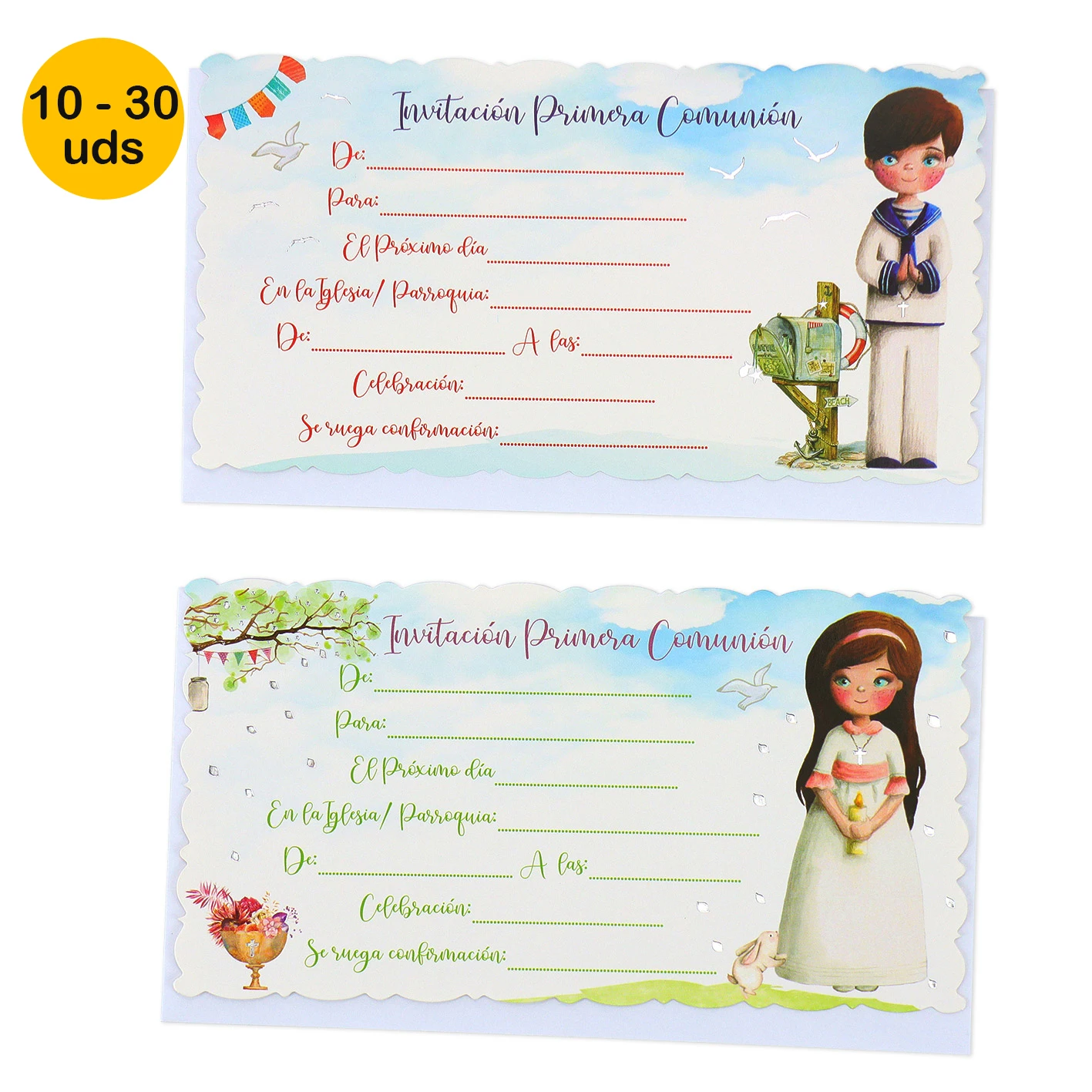 Acrylic Invite with Blank Box, Personalized, Custom, Children Birthday,  Baptism, Communion, Card, 10Pcs