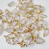 FUWO Wholesale Natural Clear Quartz Arrowhead Pendant,Golden Plated Hand Carved Crystal Accessories For Jewelry Make 5Pcs PD168 1