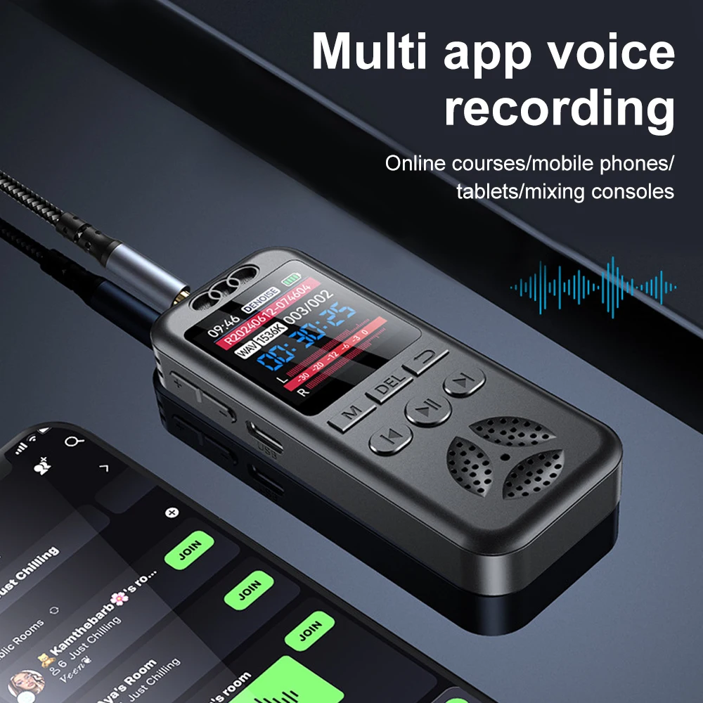 Digital Voice Recorder Professional Voice Activated Audio Recording Dictaphone Noise Reduction with Playback MP3 Music Player