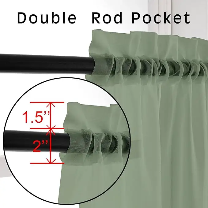 **84-Inch Bedroom Curtains, 2 Panels, Lightweight Transparent Design, Ideal for Study, Living, or Guest Rooms, Sage Green** 3