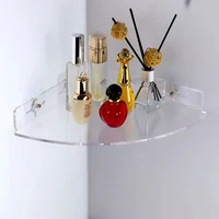 6 Color Corner Transparent Acrylic Shower Shelves, Wall Mounted No Drilling   Bathroom Storage Organizer Storage Rack for Toilet 2
