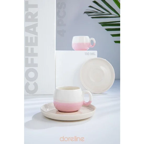 

Doreline Coffeart Pink Double Color Handmade Turkish Coffee Espresso Cup Set of 2