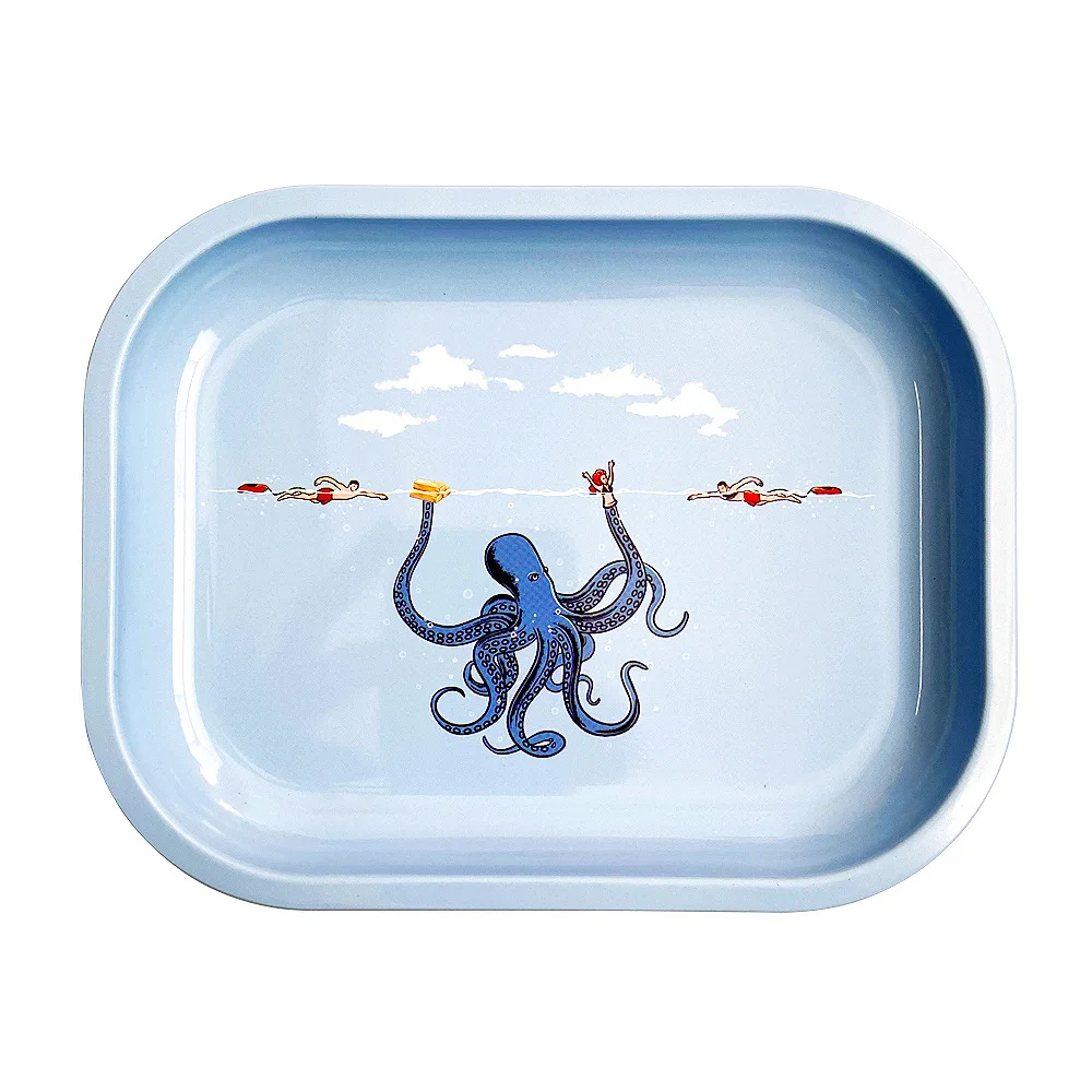 1Pcs Storage Smoking Metal Tray Rolling Tinplate Lovely Cartoon Pattern 180*140mm Pipe Cigarette Accessories Gifts DIY Operation 5