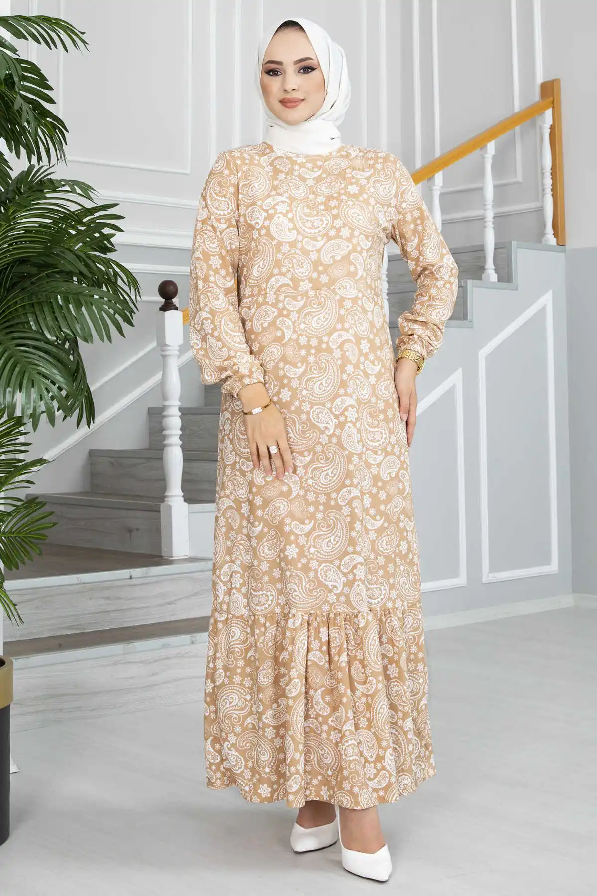 Cream islamic dress istanbulstyles