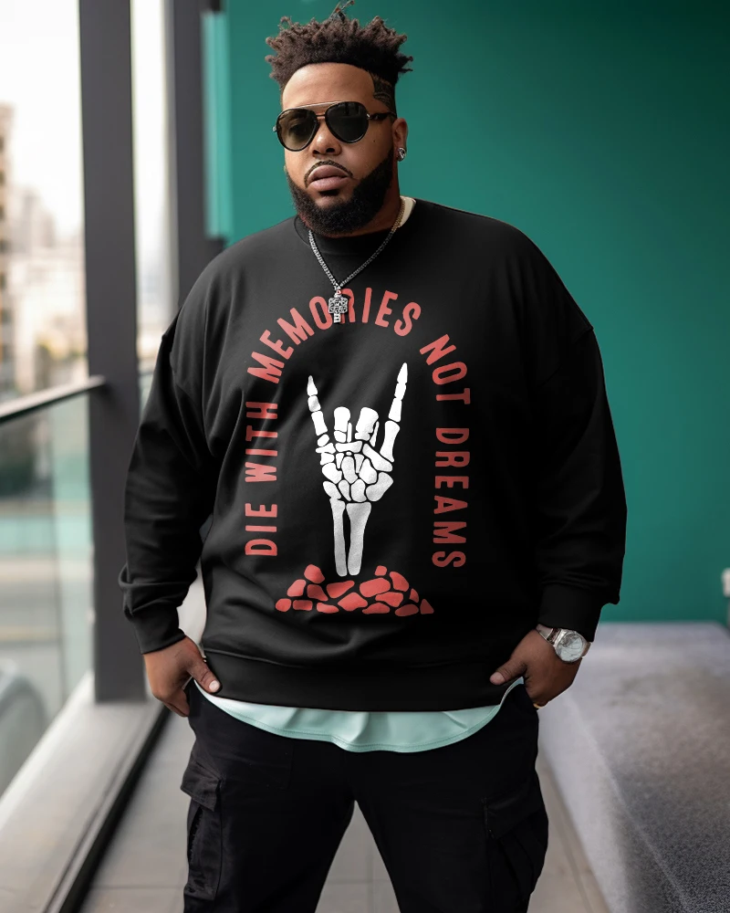 Biggmans Hoodie Plus Size For Men's Clothing Hoodie Balck High street Fashion Printing  Retro Doodle Stars Sweteshirt 7XL 8XL