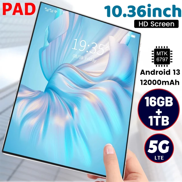 2025 nuovo Tablet 5G Tablet Android 10.36 da 13.0 pollici MTK6797 16GB RAM 1TB ROM Tablet PC Dual camera Dual Sim Card Wifi Type-c 1