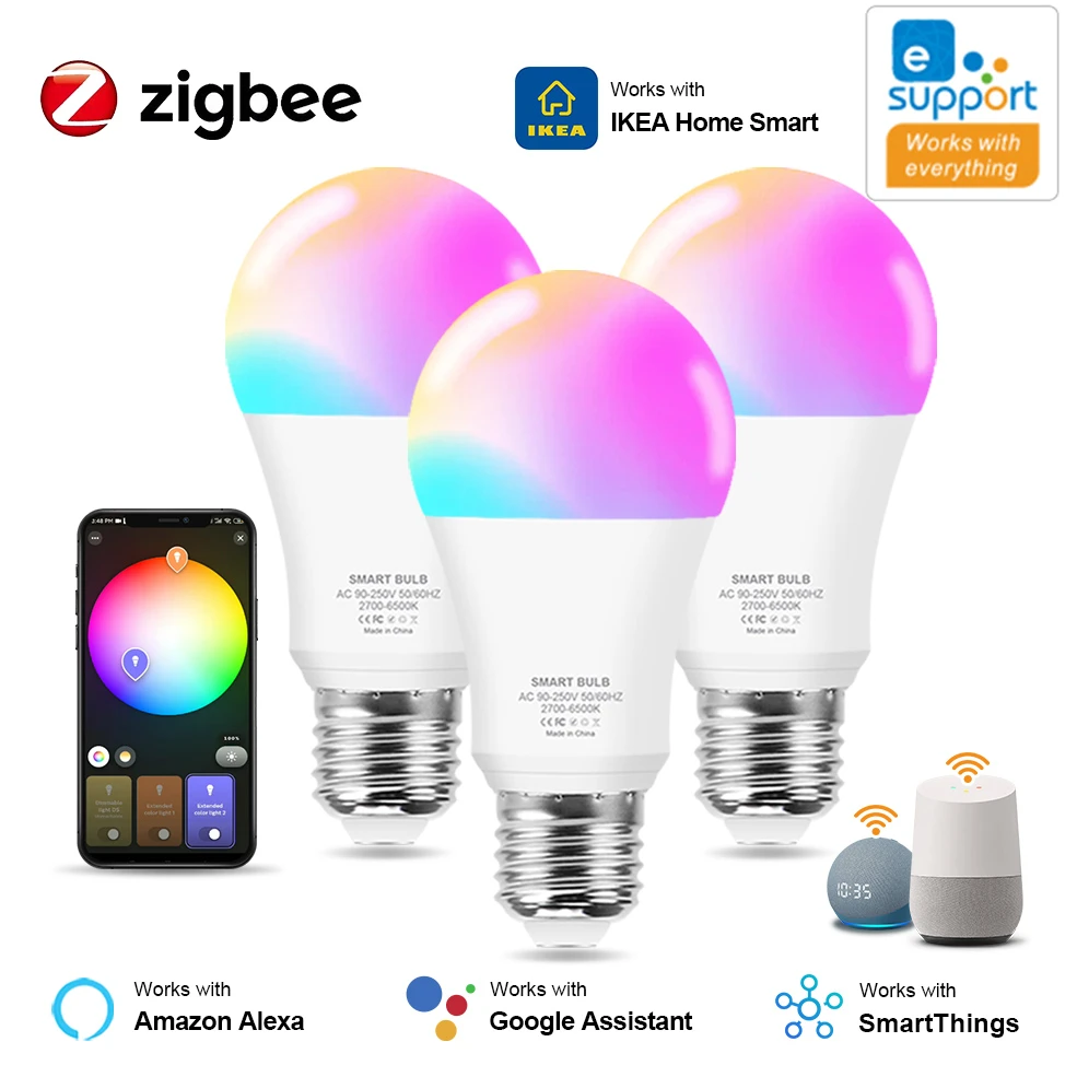 15W 18W E27 Zigbee Smart Light Bulbs RGB E27 Led Bulb 110V 220V Smart