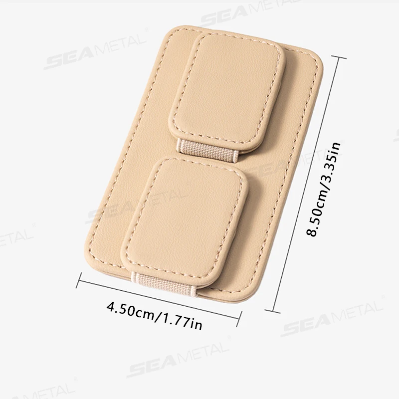 Magnetic PU Car Glasses Holder for Sun Visor with Card Slot