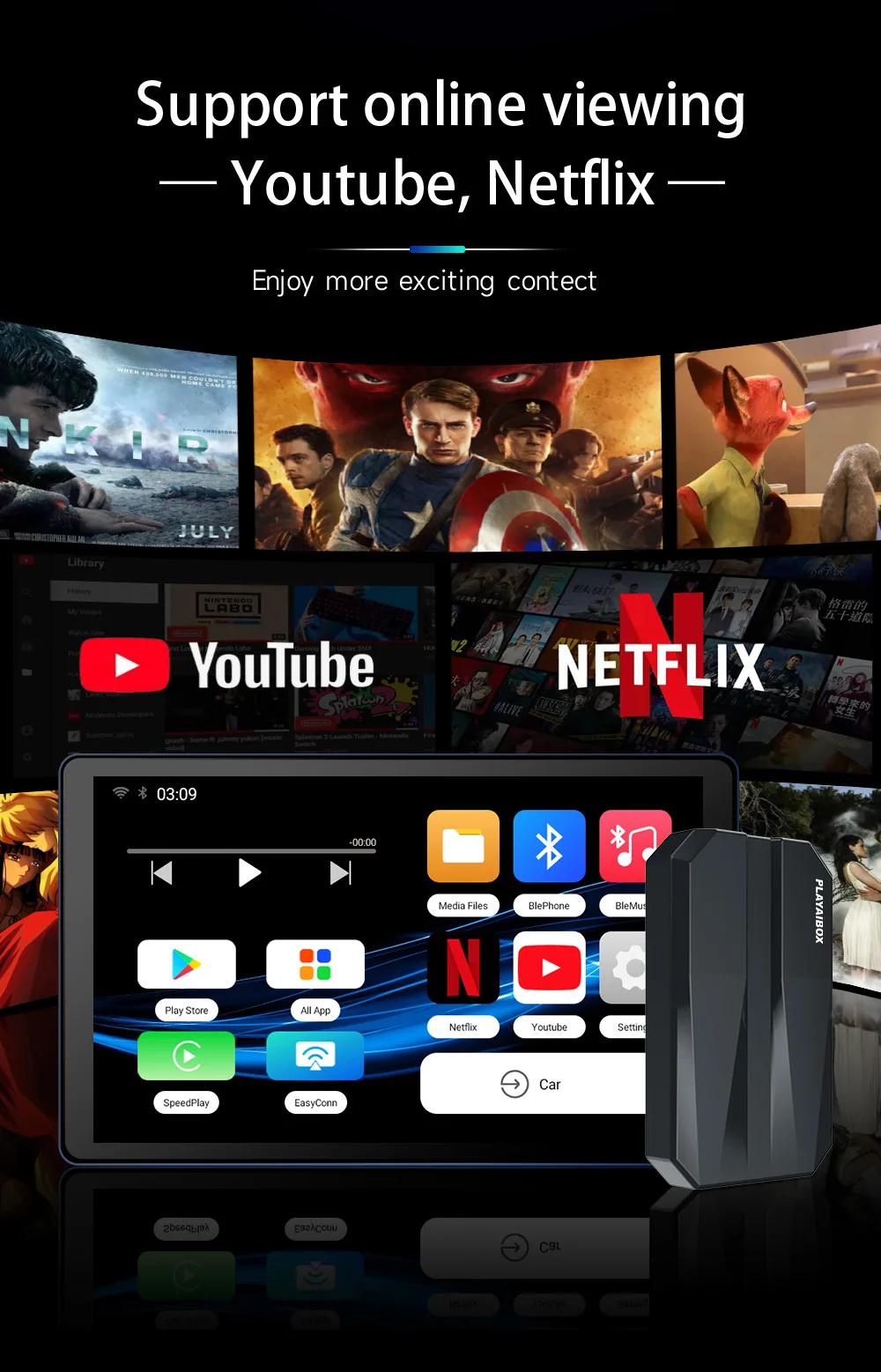 A83b18c293cf344fd9ed55e3a3aad8de6X CarPlay Smart AI Box Plus Android 11 Wired To Wireless CarPlay Android Auto Video App Adapter Car Intelligent System