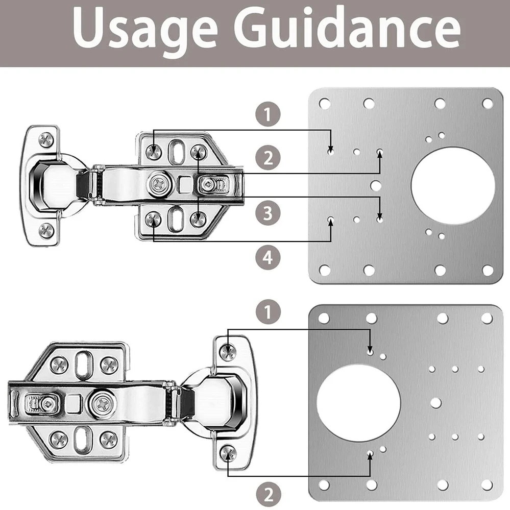 Description Picture 5 of item2/4/10PCS Hinge Repair Plate Kitchen Cabinet Door Hinges Mounting Plate with Screw Flat Fixing Brackets Furniture Hardware Tools