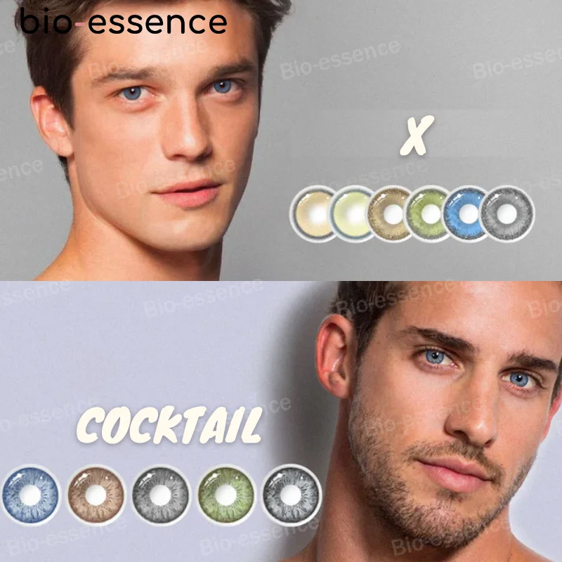 Bioessence 1 Pair Men Lenses Colored Contact Lenses for Eyes Blue
