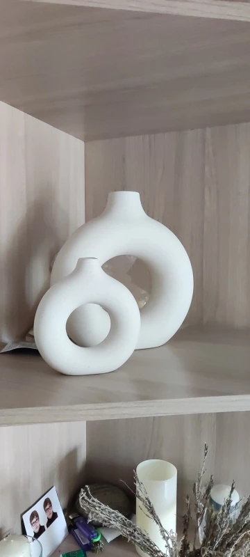 Vase circulaire creux en céramique à Donuts, Pot de fleur, accessoires de décoration pour la maison, salon, intérieur, bureau, cadeau photo review