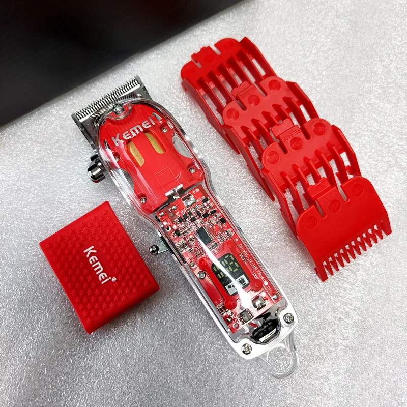 Kemei 1761충전식 헤어 커팅 머신 이발소 페이드 헤어 클리퍼 10W 무선 트..
