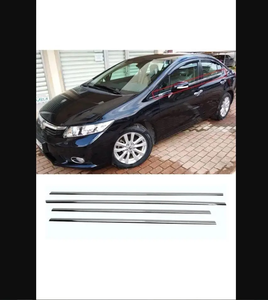 

Stainless Steel Chrome Window Trim for Honda Civic FB7 2012-2016 - Chromium ModifiedExtension Antenna Mirror Tires Battery Flap