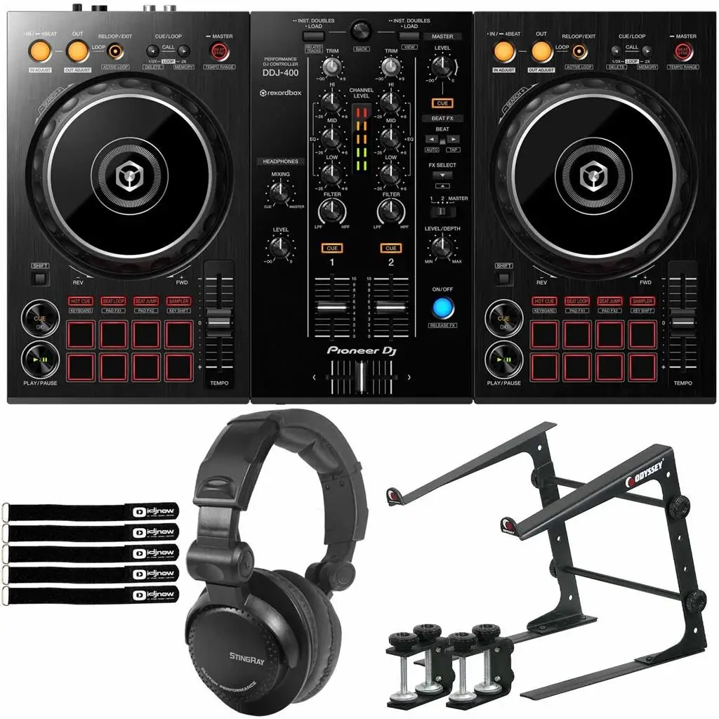 Pions-eer DJ DDJ-1000 4-Channel Professional rekordbox DJ Controller with Black on Orange Flight Case Package