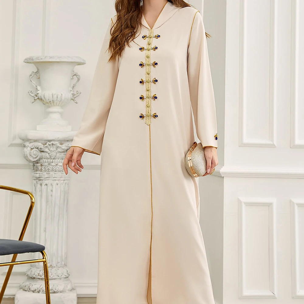 BA305 New Apricot Gold Edge Hand Stitched Elegant Long Skirt  Gown