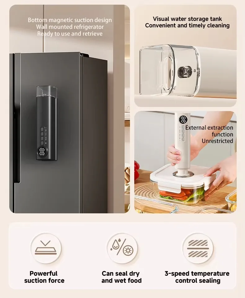 Description Picture 3 of itemPortable Wireless Vacuum Sealer Machine For Food Storage/USB Rechargeable/62Kpa Strong Suction/Dry/Moist Mode