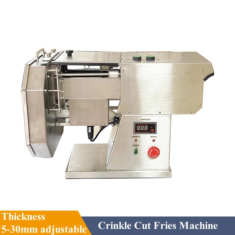 Electric Potato Chip Crinkle Cutter Machine Vegetable Slicer Wave Knife Wavy French Fries Cutter