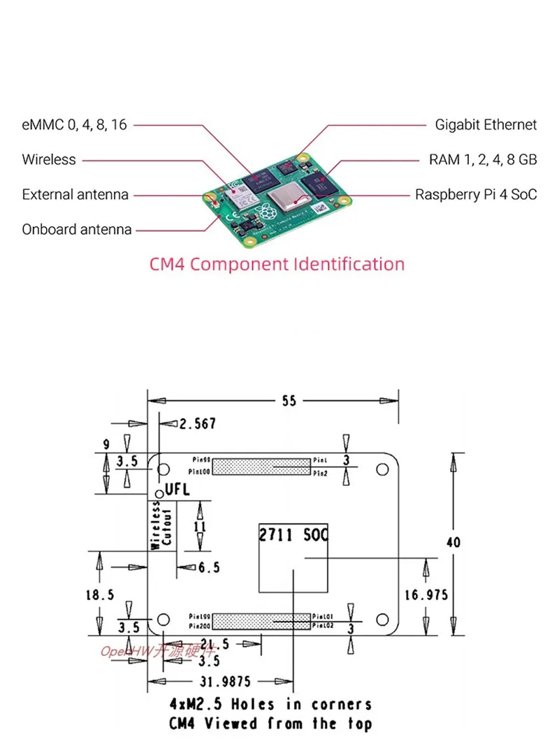   ǻ  4 Ʈ, BCM2711, ARM Cortex-A72, 8GB RAM, CM4008000