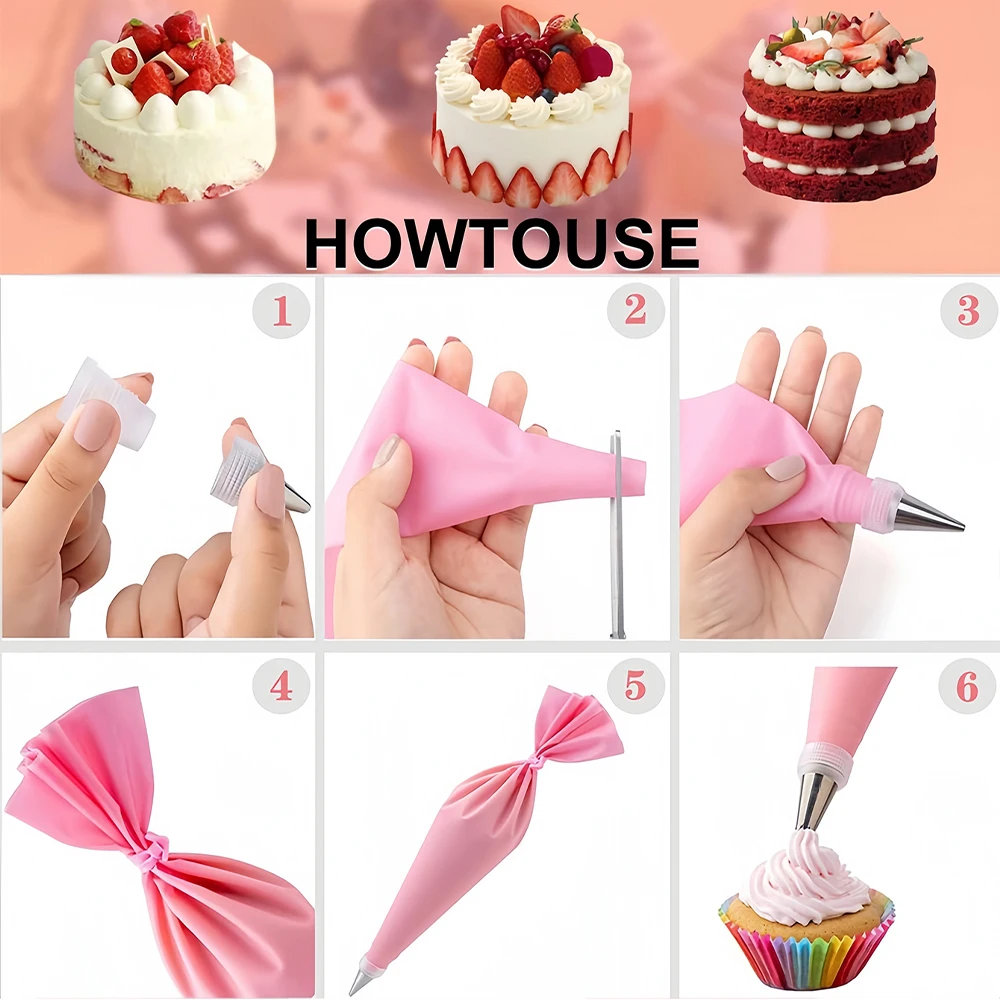 Description Picture 4 of item205/255PCS Anti-slip Cake Decorating Supplies Kit Tools Baking Accessories Cake Turntable Pastry Piping Bag Icing Scraper