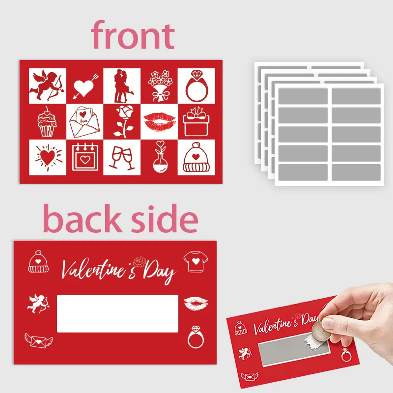 30-300PCS Valentine's Day Scratch Cards Cards Coupons of love Words Valentine's Day Paper Scratch Cards Valentine's Day Gifts
