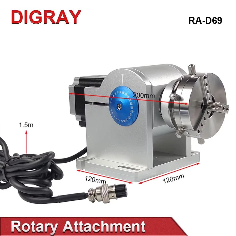 DIGRAY 파이버 레이저 마킹 링 로터리 부품(드라이버 작업대 직경 3-91mm) 레이저 각인 D69 로터리 어태치먼트