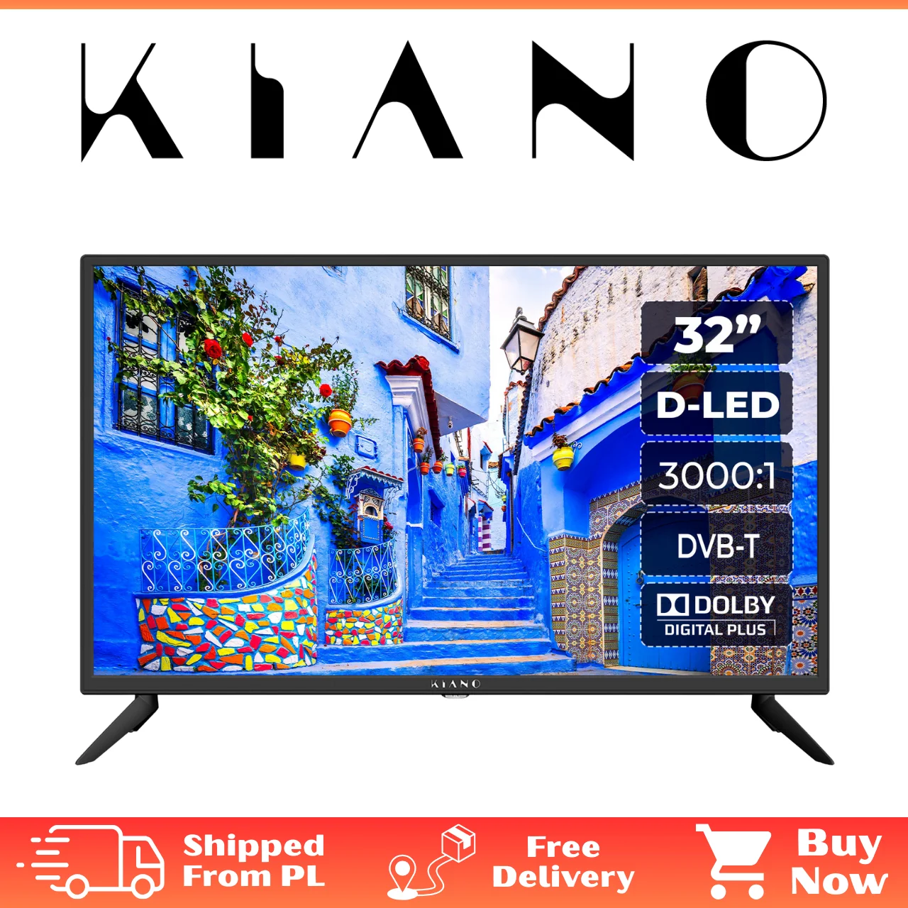Telewizor LED Kiano SlimTV 32" HD Ready HDMI USB nagrywarka PVR obraz HD