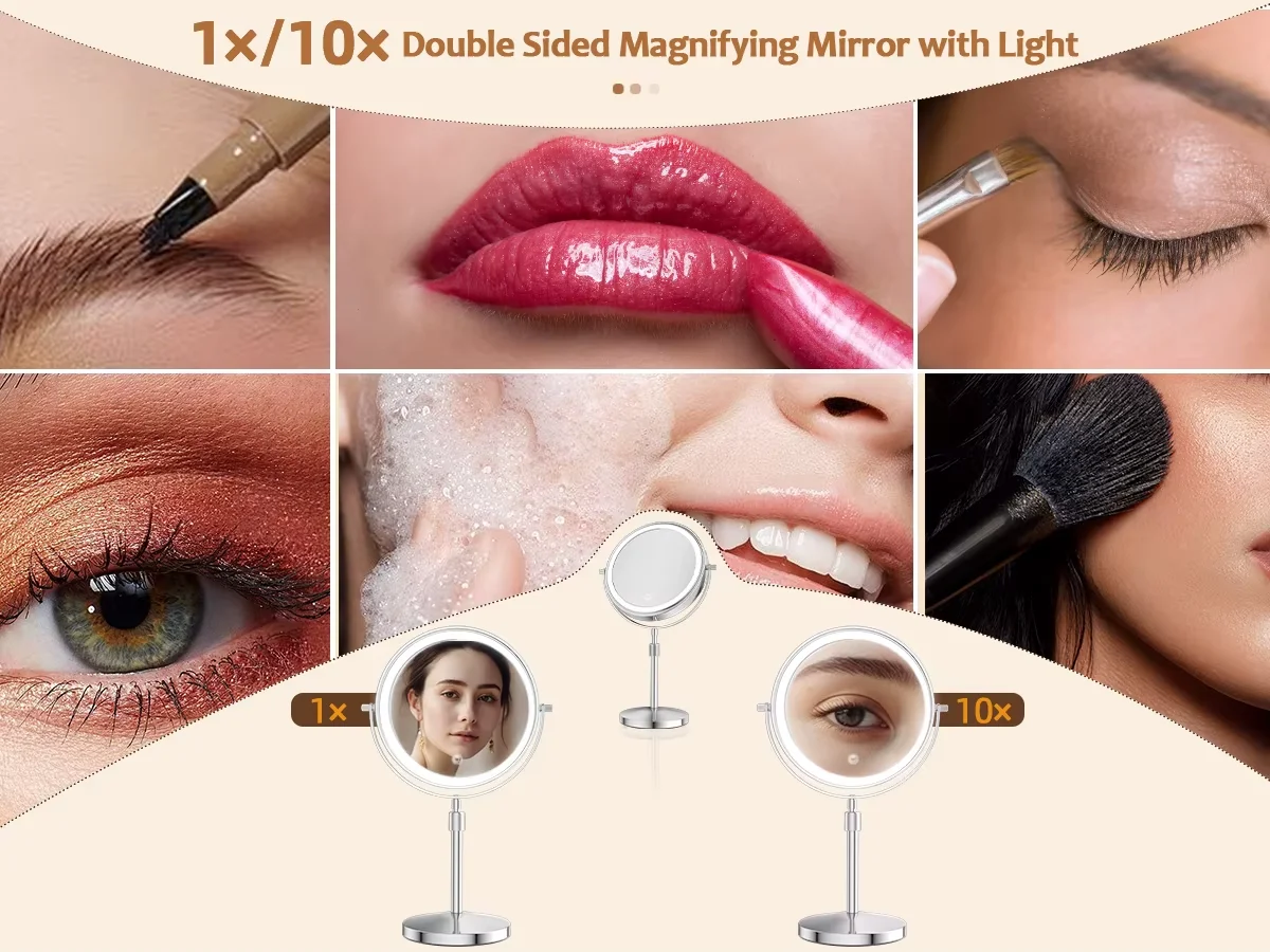 Lighted Makeup Mirror 1x To 10x Magnification Tabletop Vanity - Image 6