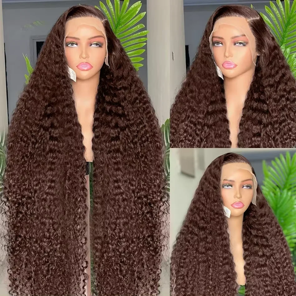 Human Hair Wig Curly Deep Wave Water Wave 30 40 Inch Transparent Lace Frontal HD 13x6 13x4