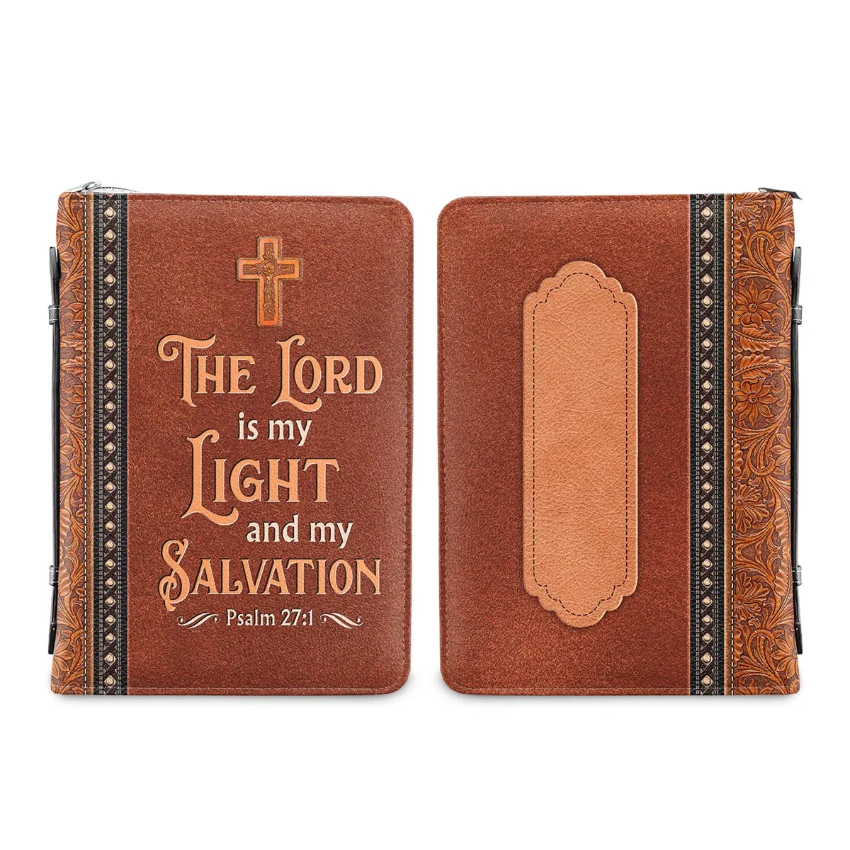 2023 Personalized Bible Verse Cover The Lord Is My Light And My Salvation Cross Print Women's Study Book Holy Storage Boxes Gift