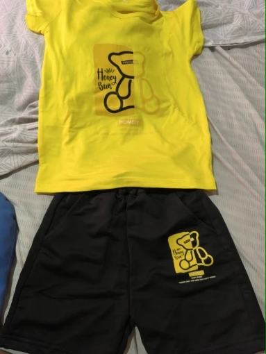 Cartoon Bear Printed Baby Boy Clothes Set photo review