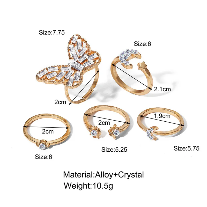 Wave Flower Rings Set