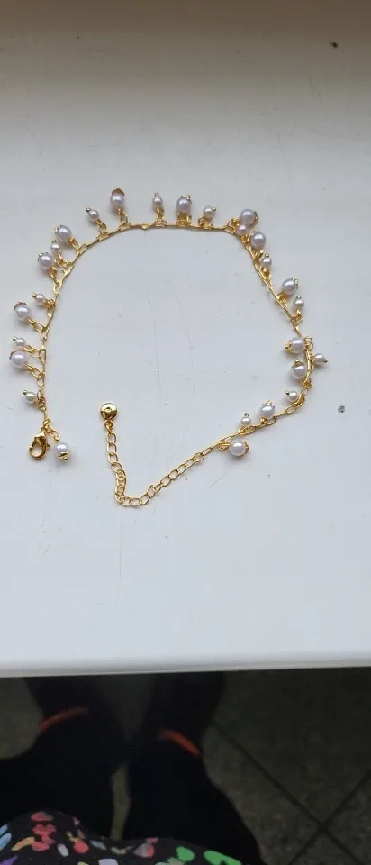 Exotic Charm Pearl Pendant Gold Plated Anklet photo review
