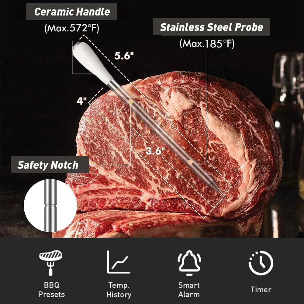 Steel Probe Temperature Thermometer, Smart Temperature Probe