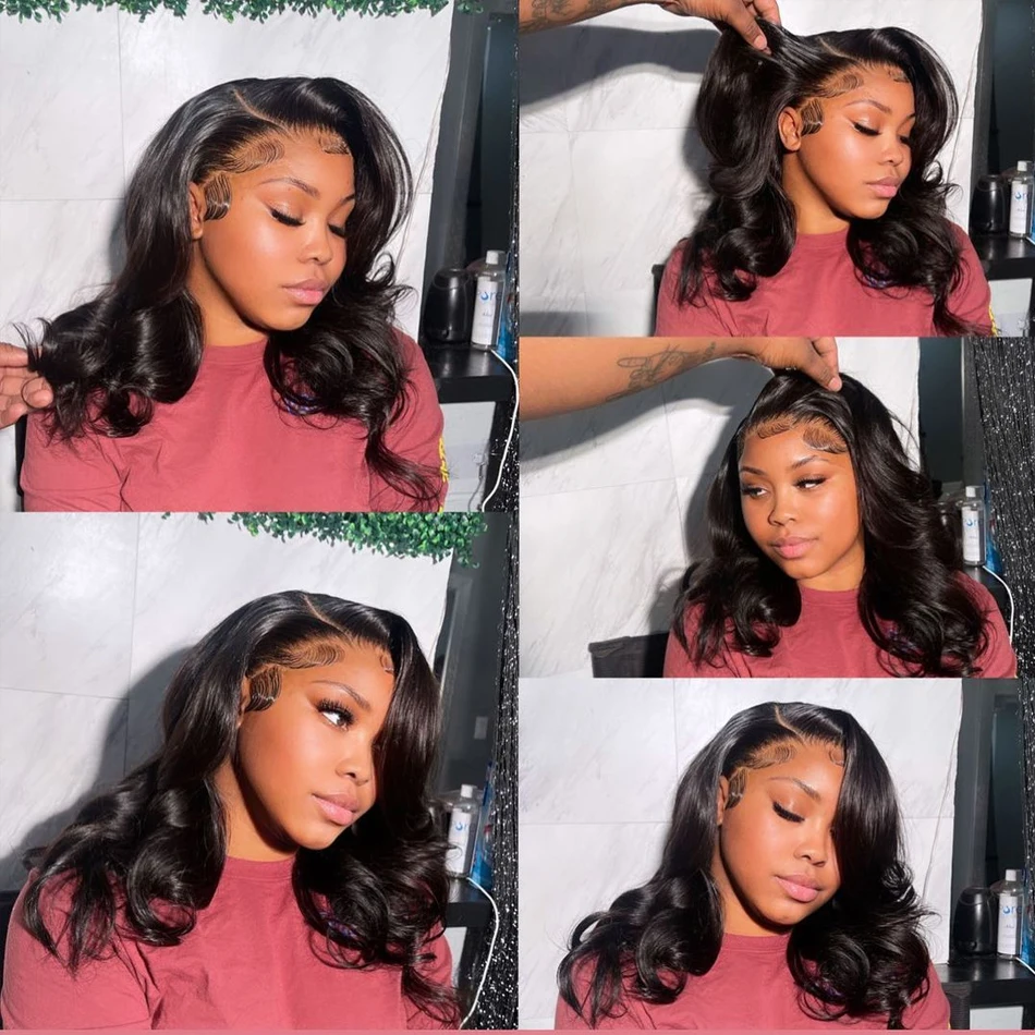 Short Bob Wig 100% Human Hair 200% Density Vietnam Virgin Raw Human Hair Body Wave 13x4 Lace Frontal Bob Wig Remy for Women