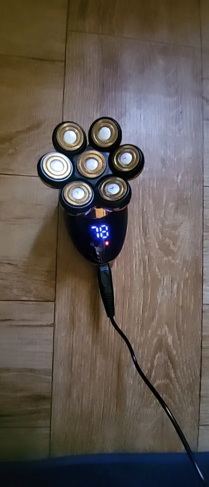 Homens 7d flutuante barbeador elétrico molhado seco barba aparador de pêlos navalha elétrica recarregável cabeça careca máquina de barbear display lcd photo review
