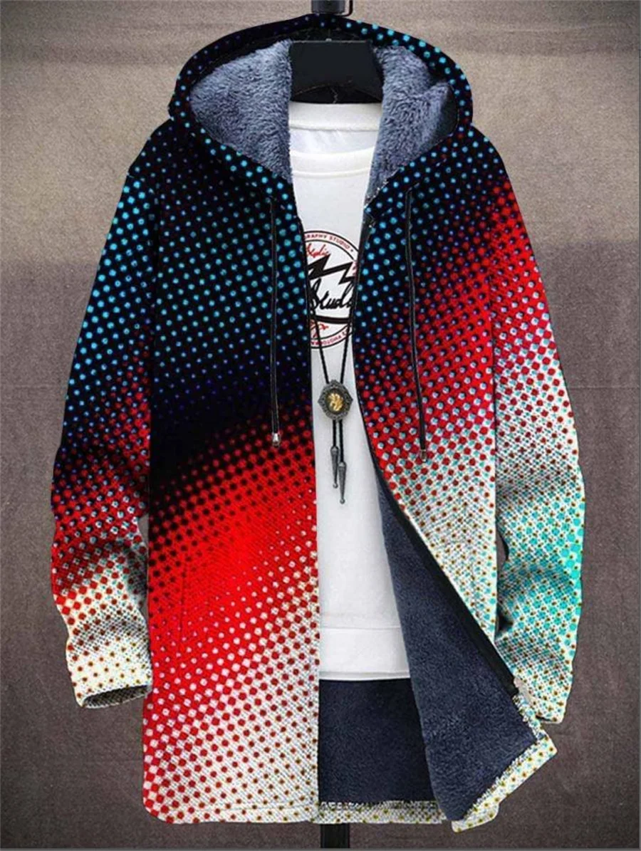 Men's jacket warm sports coat zipper shirt winter ski street casual 2023 new warm fashion retro graffiti outdoor trendy jacket