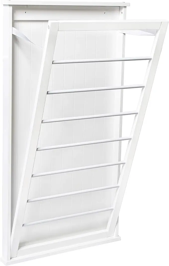 Wall-Mounted Drying Rack, White, Ideal for Laundry or Dish Drying. 2