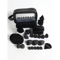 31pcs Makeup & Toiletry Kit Makeup Sponge Mini Finger Powder Puff Face Wash Puff Tool Travel Cosmetic Bag 1